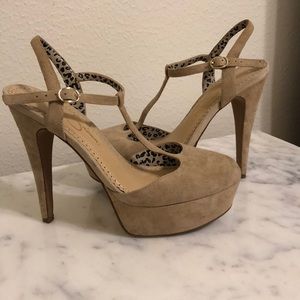 Tan Mary Jane heels